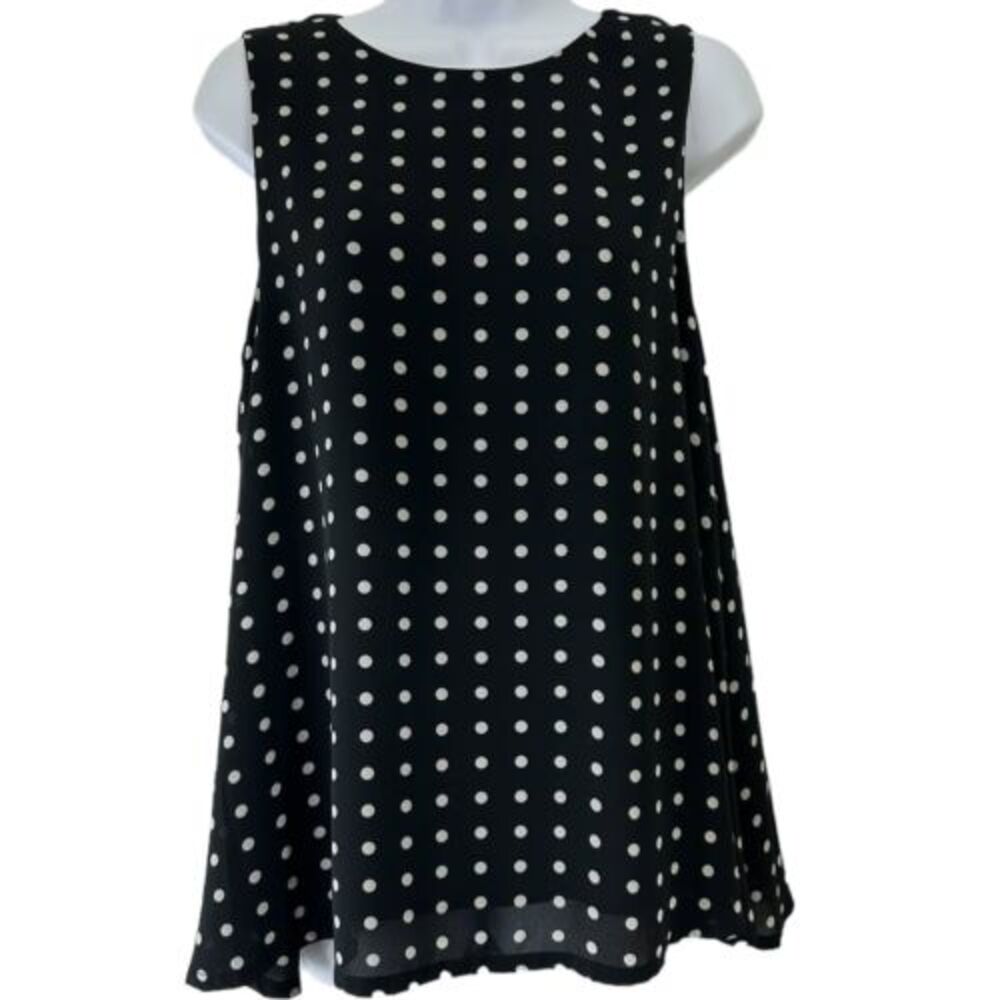 Philosophy Tank‎ Top Womens Medium Black White Polka Dot Excellent Keyhole Back
